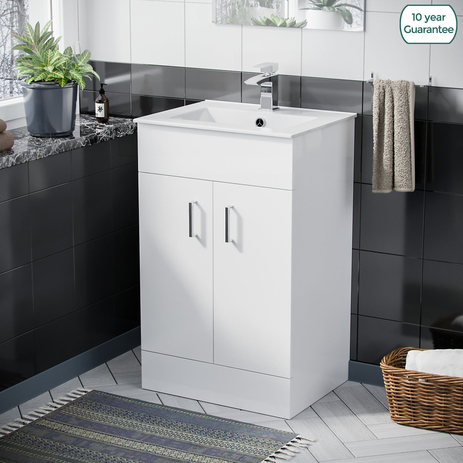 Nanuya 500mm White Stylish Slim Basin Vanity Unit