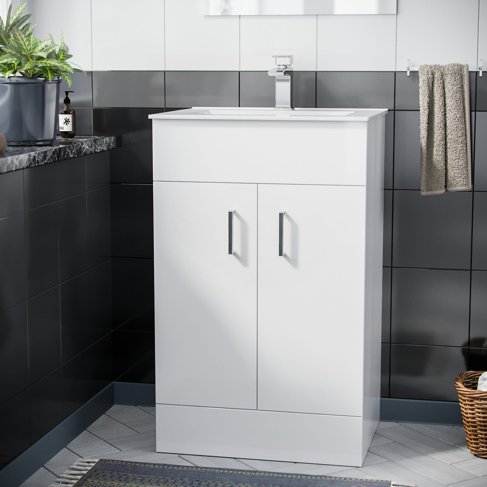 Nanuya 500mm White Stylish Slim Basin Vanity Unit