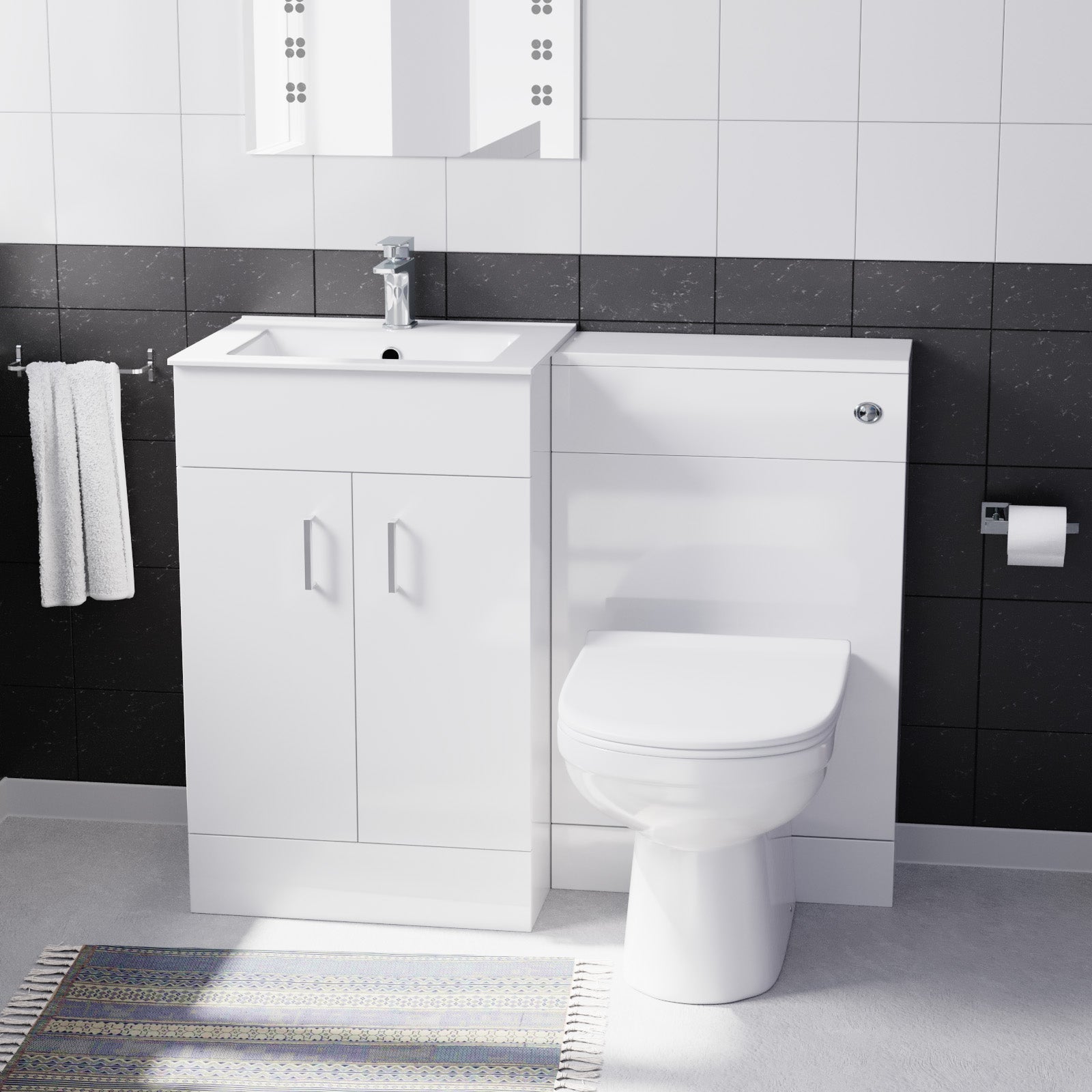 Nanuya 500mm Vanity Basin, WC Unit & Elso Back to Wall White