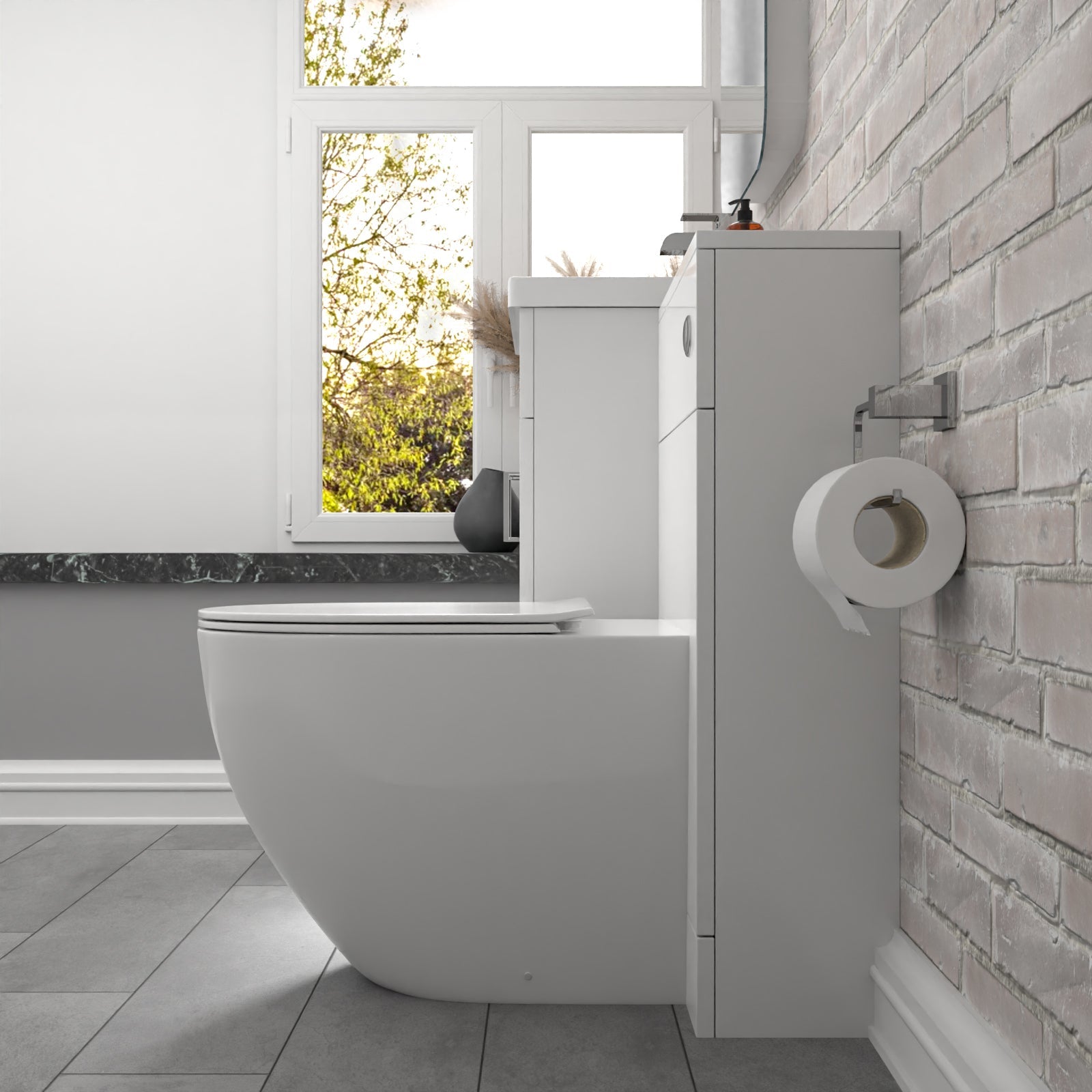 Nanuya 1000mm Freestanding White Basin Vanity & Back To Wall Toilet