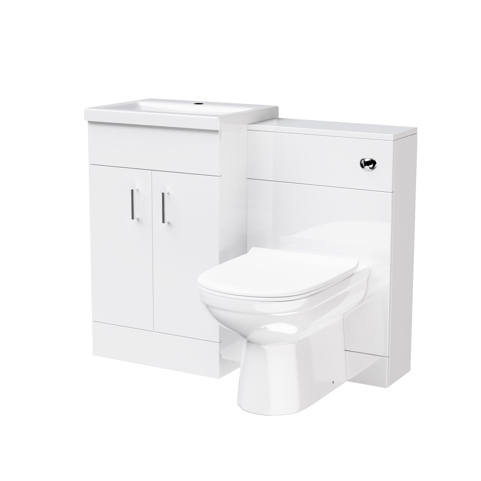 Nanuya White 500mm Vanity Basin WC Unit & Back to Wall Toilet Pan