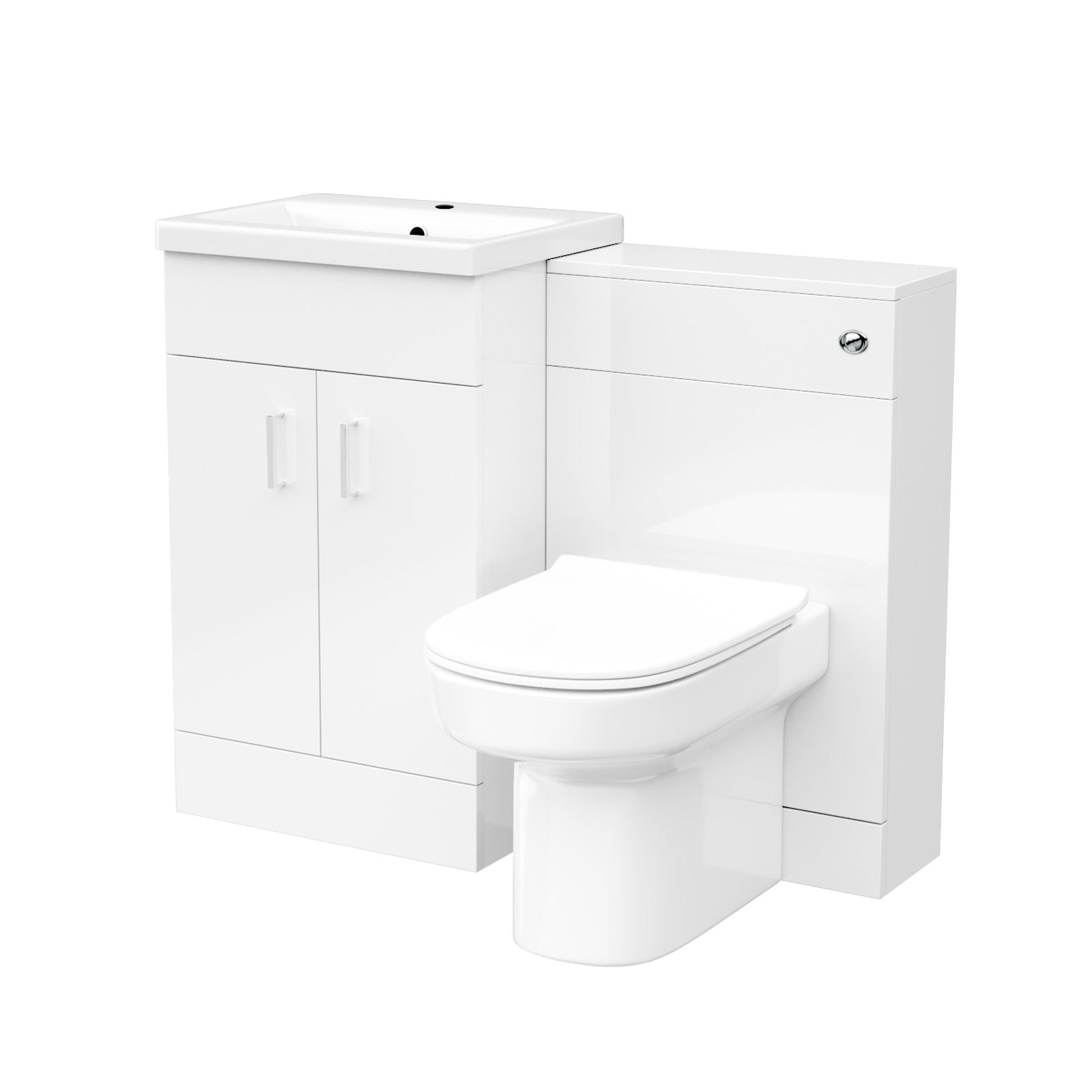 Nanuya 500mm Vanity Basin Unit & WC Unit & Chem Back to Wall White `
