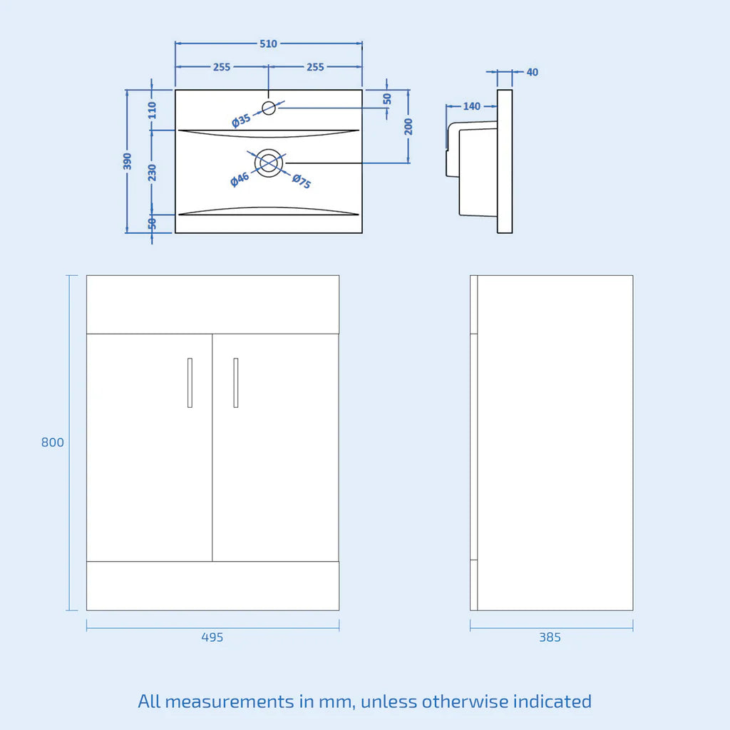 Nanuya 500mm Dark Grey Basin Vanity & Rimless White Close Coupled Toilet
