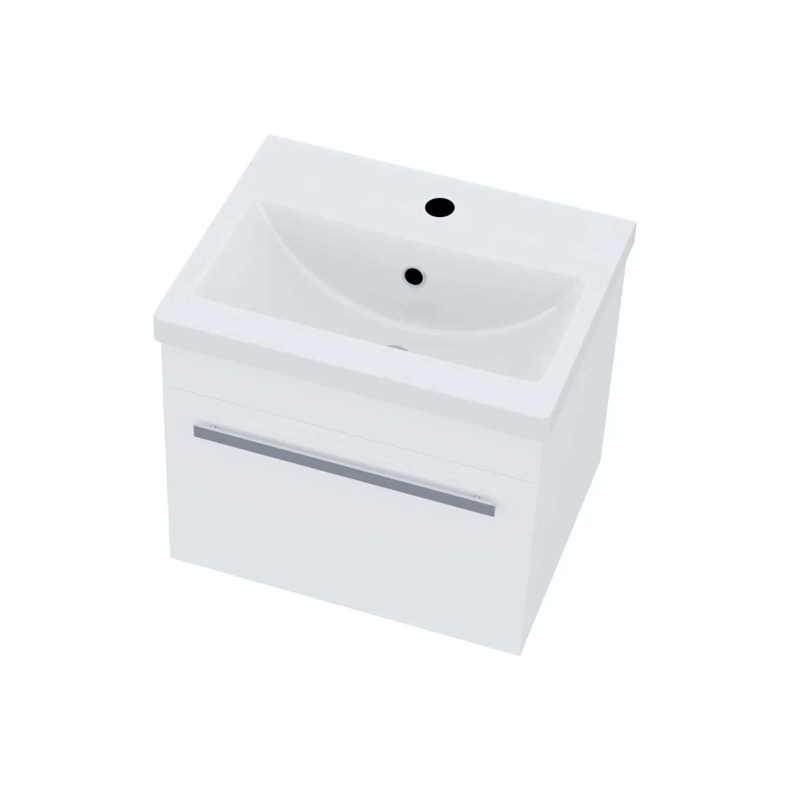 Nanuya 500mm White Cloakroom Wall Hung 1 Drawer Vanity with Basin + Oakham Rimless Close Coupled Toilet Set