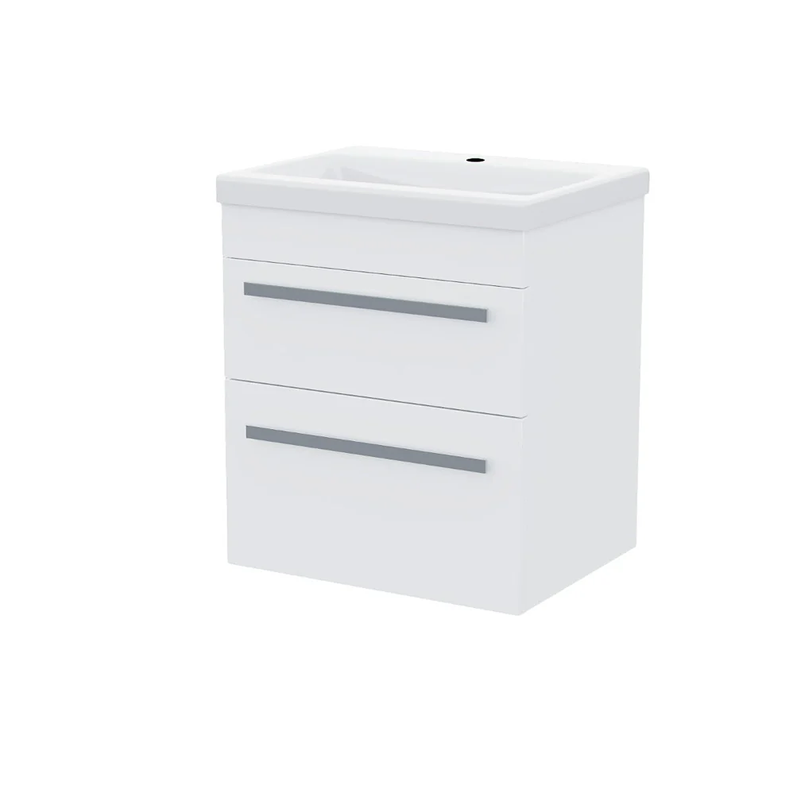 Nanuya Cloakroom 500mm White Wall Hung 2 Drawer Vanity Basin Unit & Close Coupled Toilet with Soft Close Seat