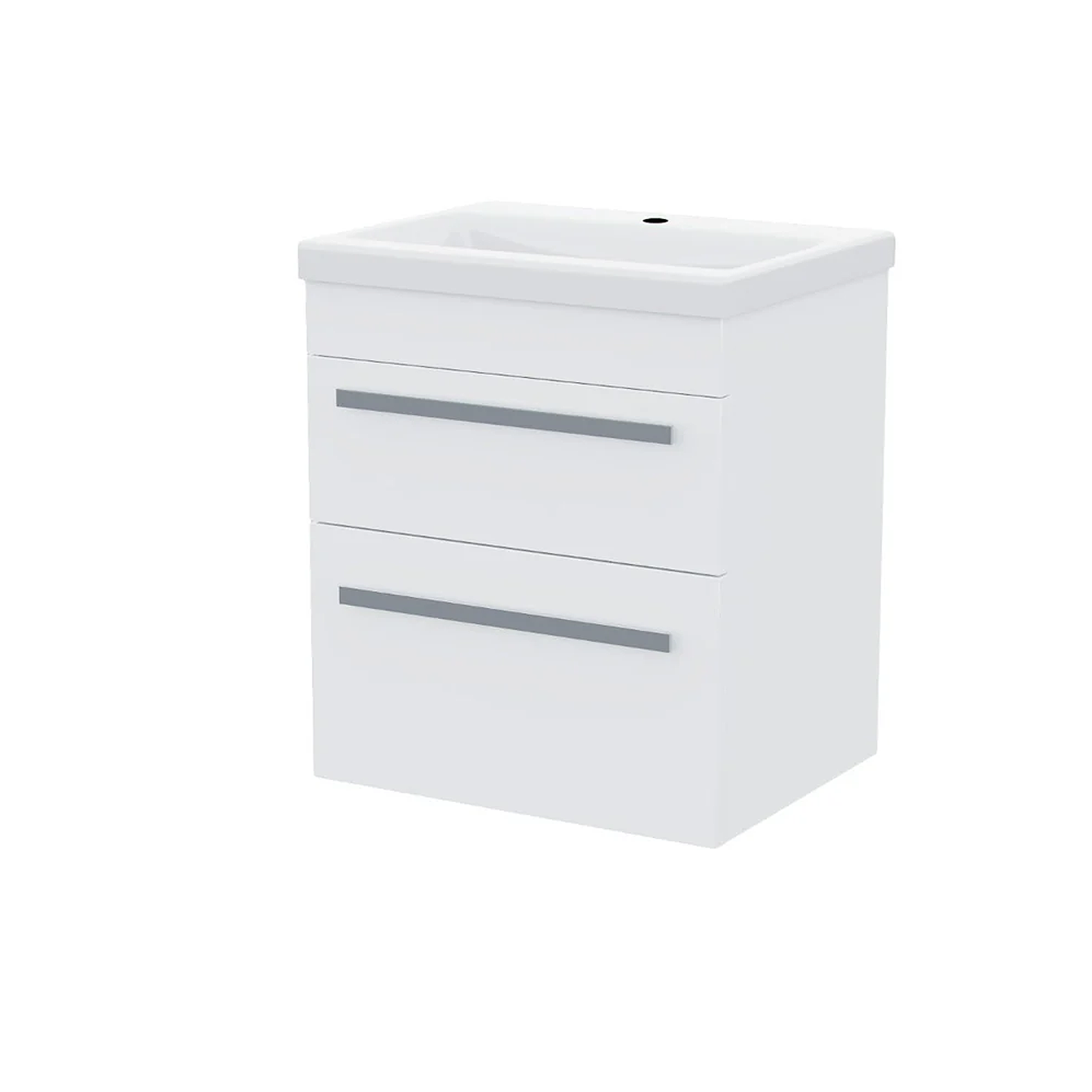 Nanuya Cloakroom 500mm White Wall Hung 2 Drawer Vanity Basin Unit & Close Coupled Toilet with Soft Close Seat