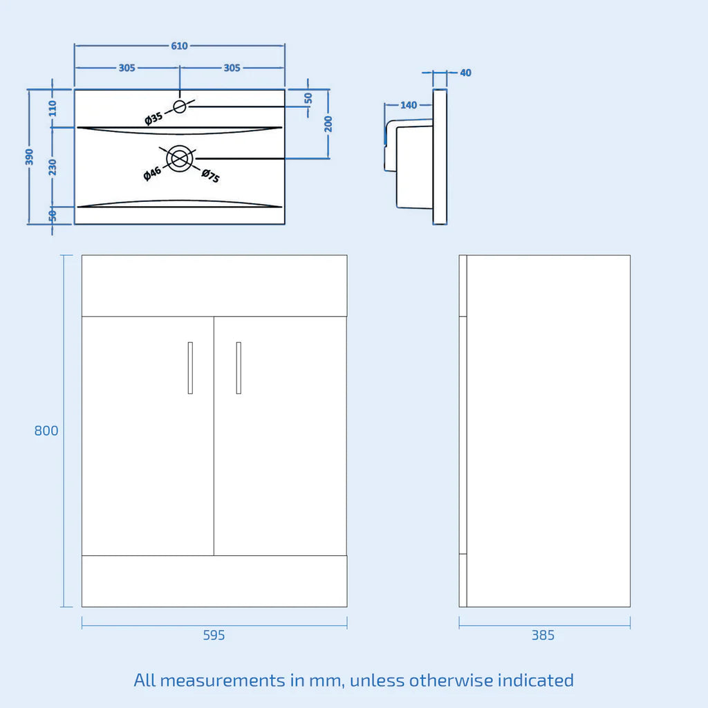 Nanuya 600mm Matte Grey Basin Vanity & White Square Close Coupled Toilet