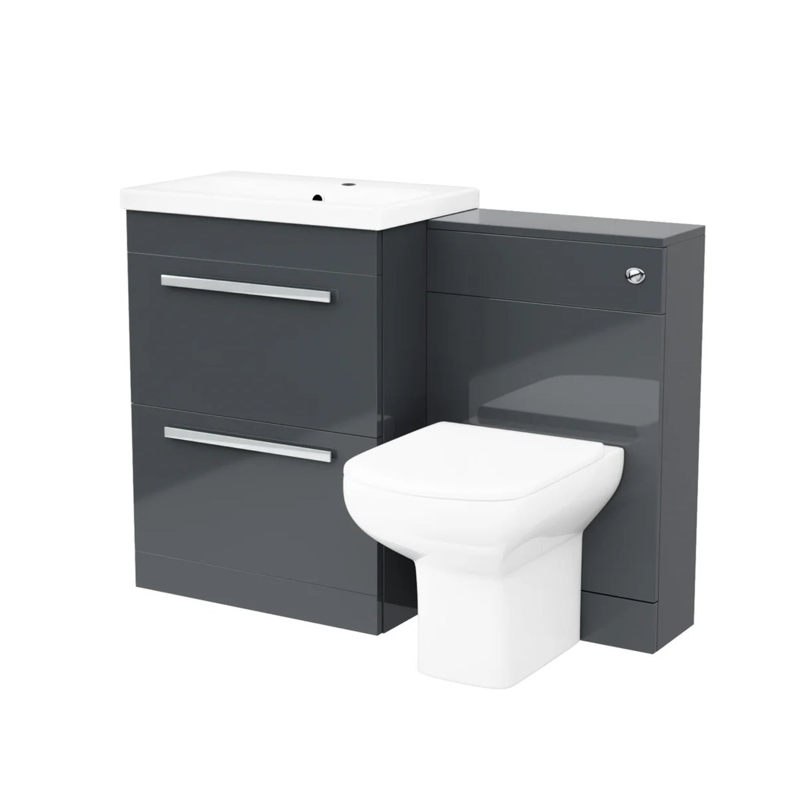 Nanuya 1100mm Anthracite Basin Vanity With WC Unit & Rimless Soft Close Toilet