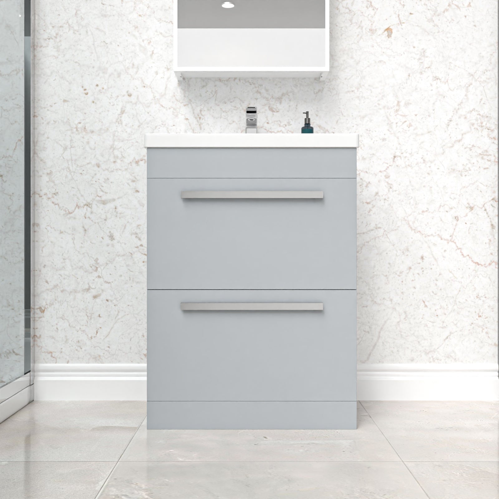 Nanuya 600mm Matte Grey Freestanding 2 Drawer Vanity Basin Unit