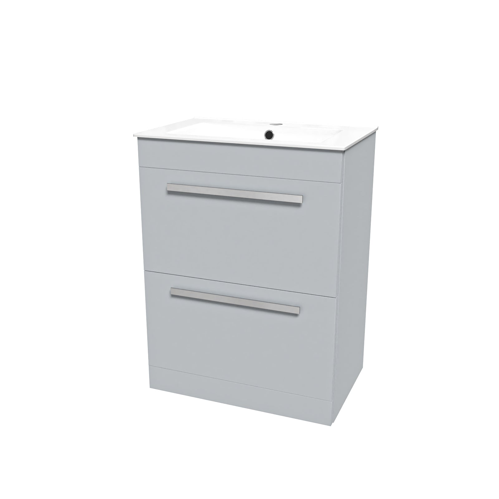 Nanuya Matte Grey 600mm Floorstanding 2 Drawer Vanity Slim Basin Unit
