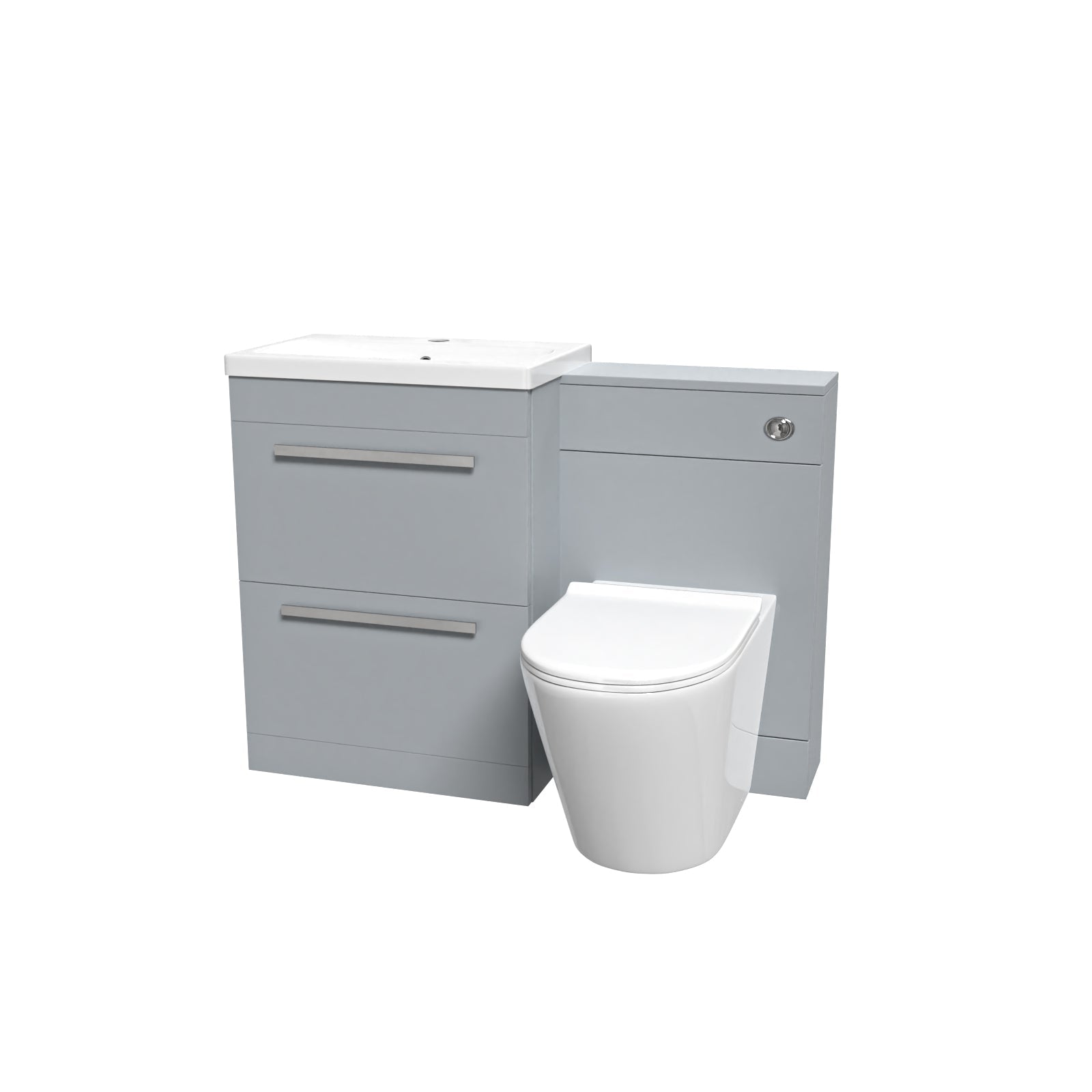 Nanuya 600mm Matte Grey 2 Drawers Vanity Unit, Back To Wall Toilet