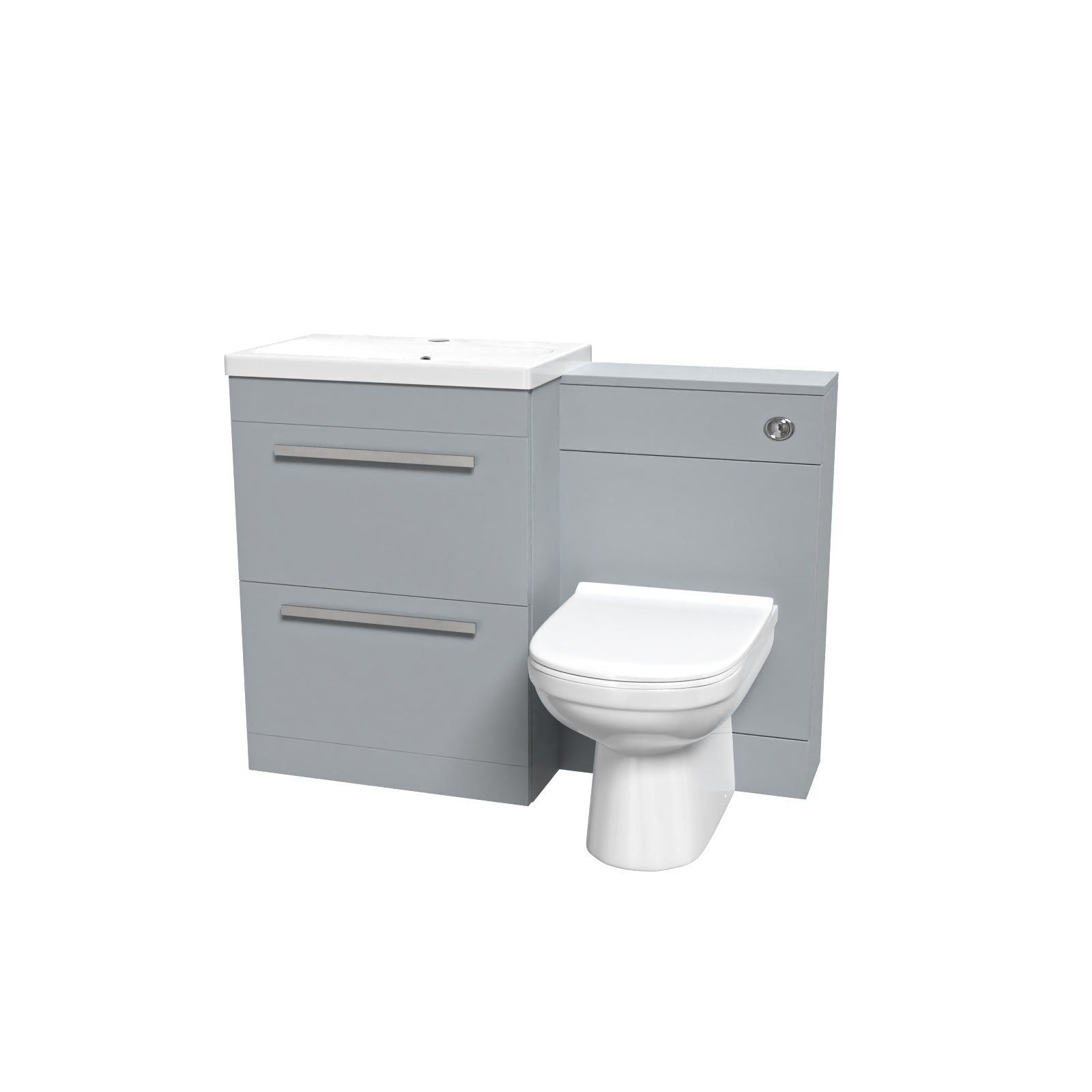 Nanuya Matte Grey 1100mm Floorstanding 2 Drawer Vanity WC Unit & BTW Toilet