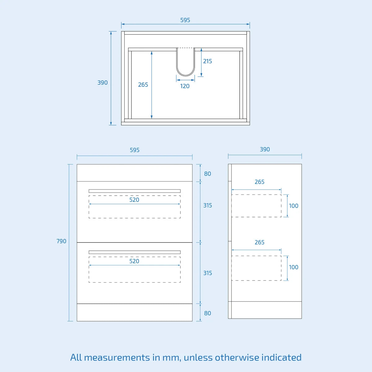Set of 2 Freestanding 600mm Vanity With Ceramic Mid Edge Twin Basin- Anthracite