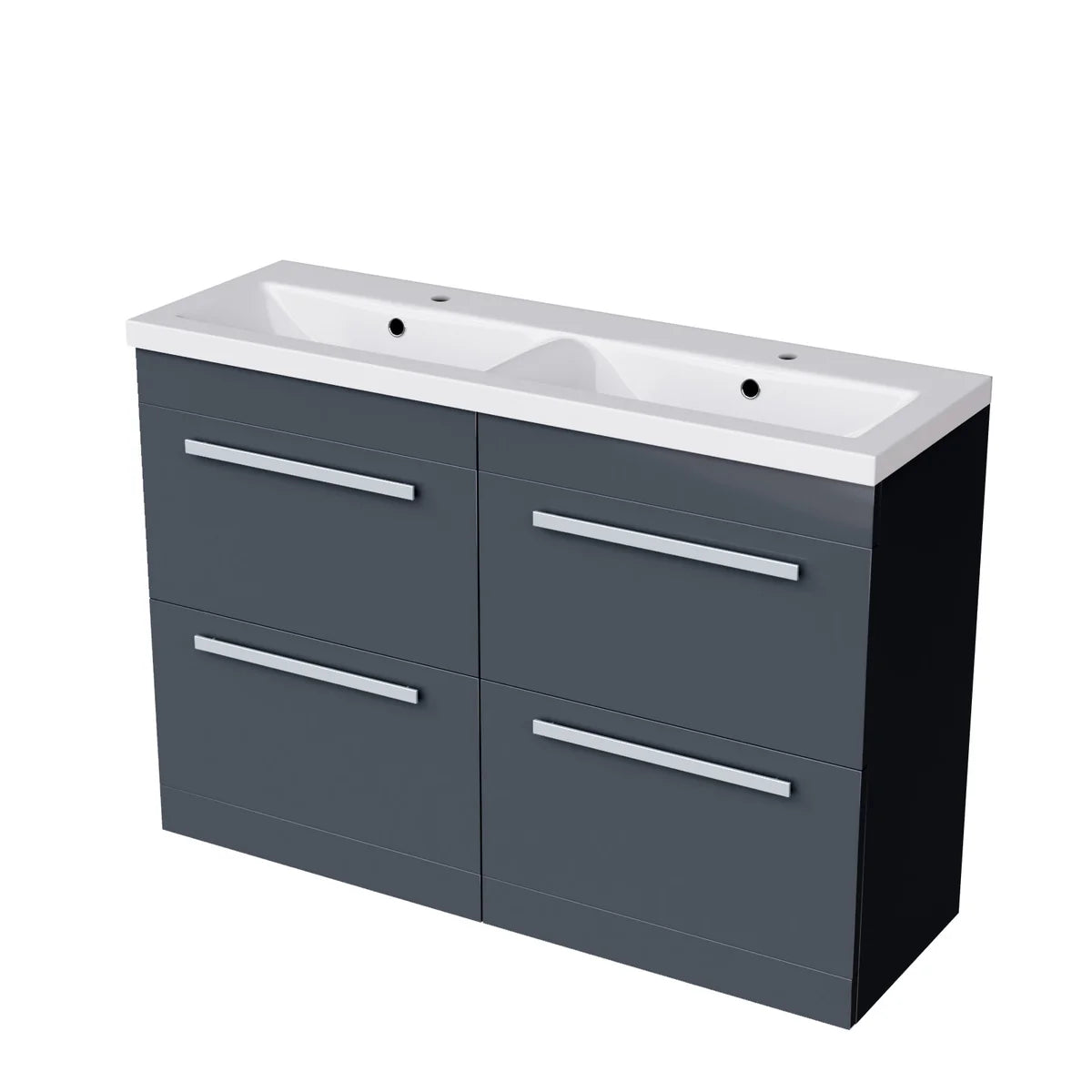 Set of 2 Freestanding 600mm Vanity With Ceramic Mid Edge Twin Basin- Anthracite