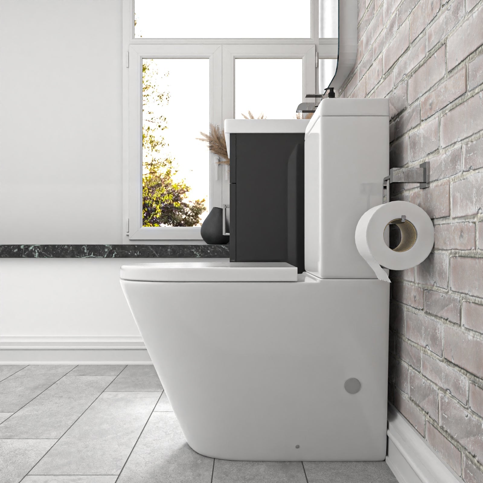 vanity with basin and toilet