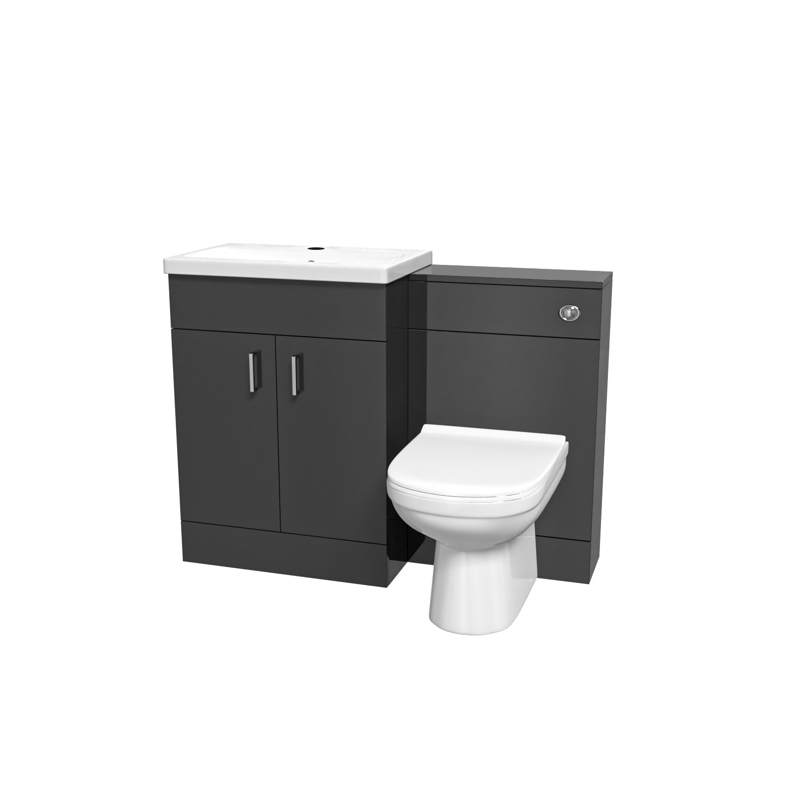 Nanuya Dark Grey 1100mm Basin Vanity & WC Unit & Back to Wall Toilet Flat Pack