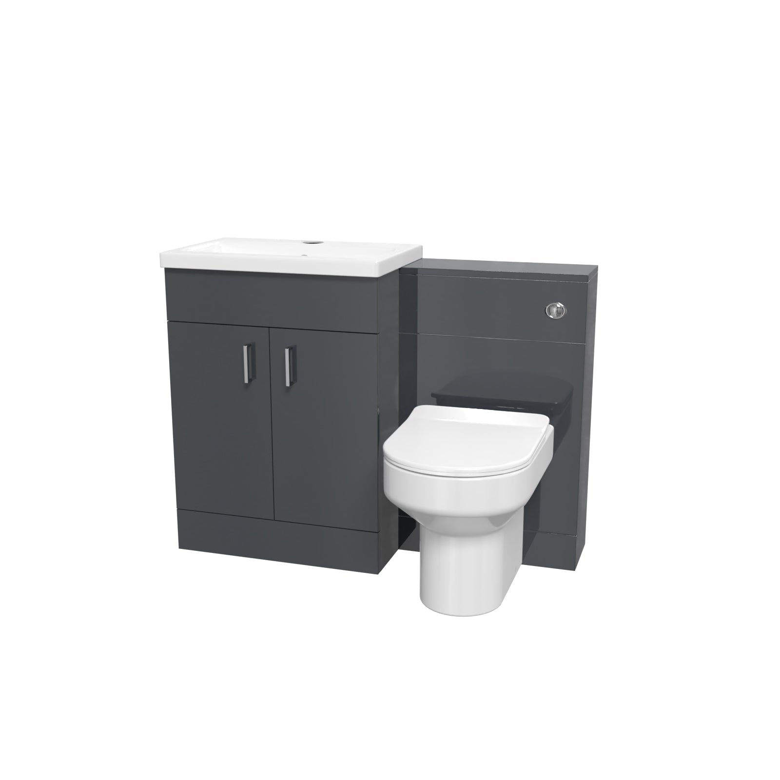 Nanuya 1100mm Dark Grey Vanity Basin Cabinet + WC Unit & Back To Wall Toilet