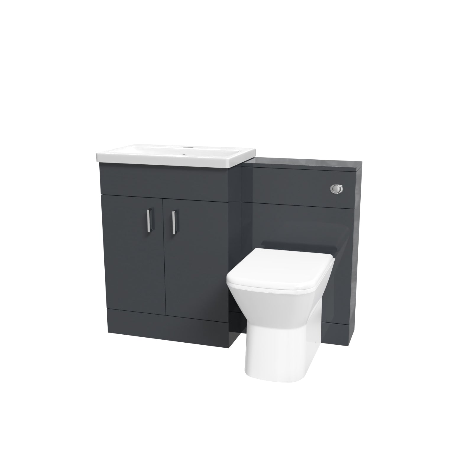 Nanuya 1100mm Freestanding Dark Grey Basin Vanity Unit & Back To Wall Toilet
