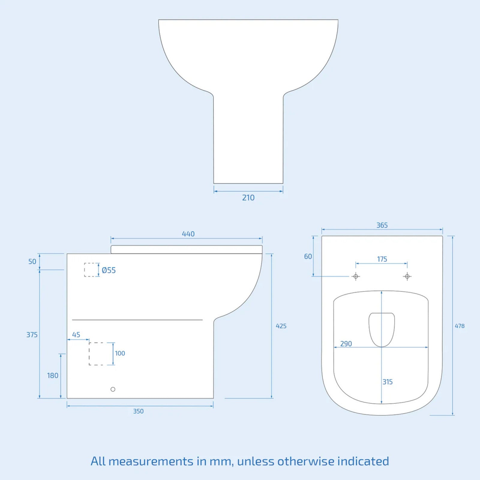 Nanuya 1100mm Dark Grey Freestanding Vanity, WC Unit & Rimless BTW Toilet