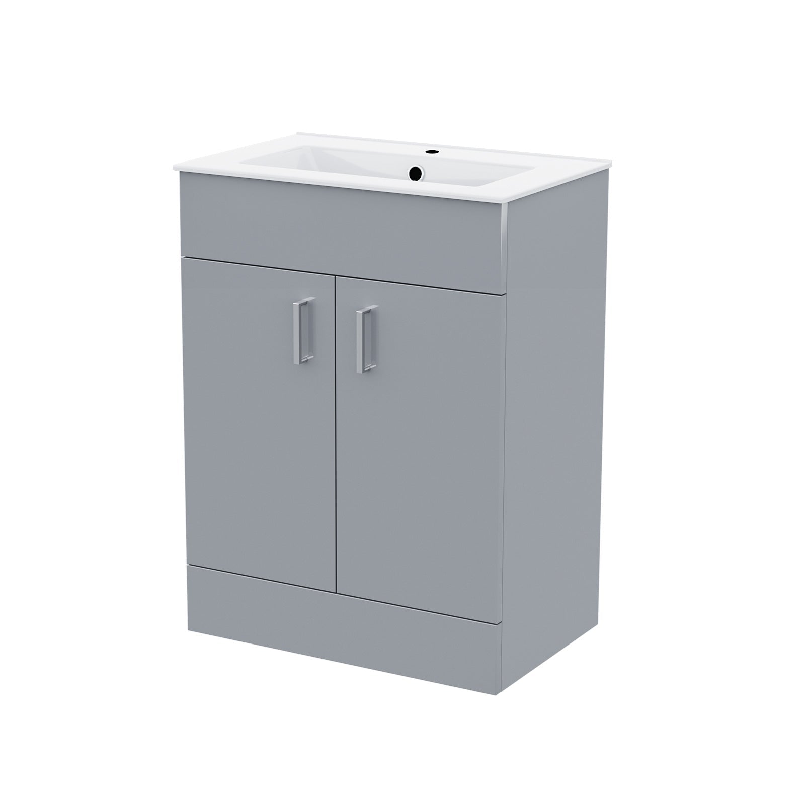 Nanuya 600mm Light Grey Floorstanding Vanity Unit & Slim White Basin Flat Pack