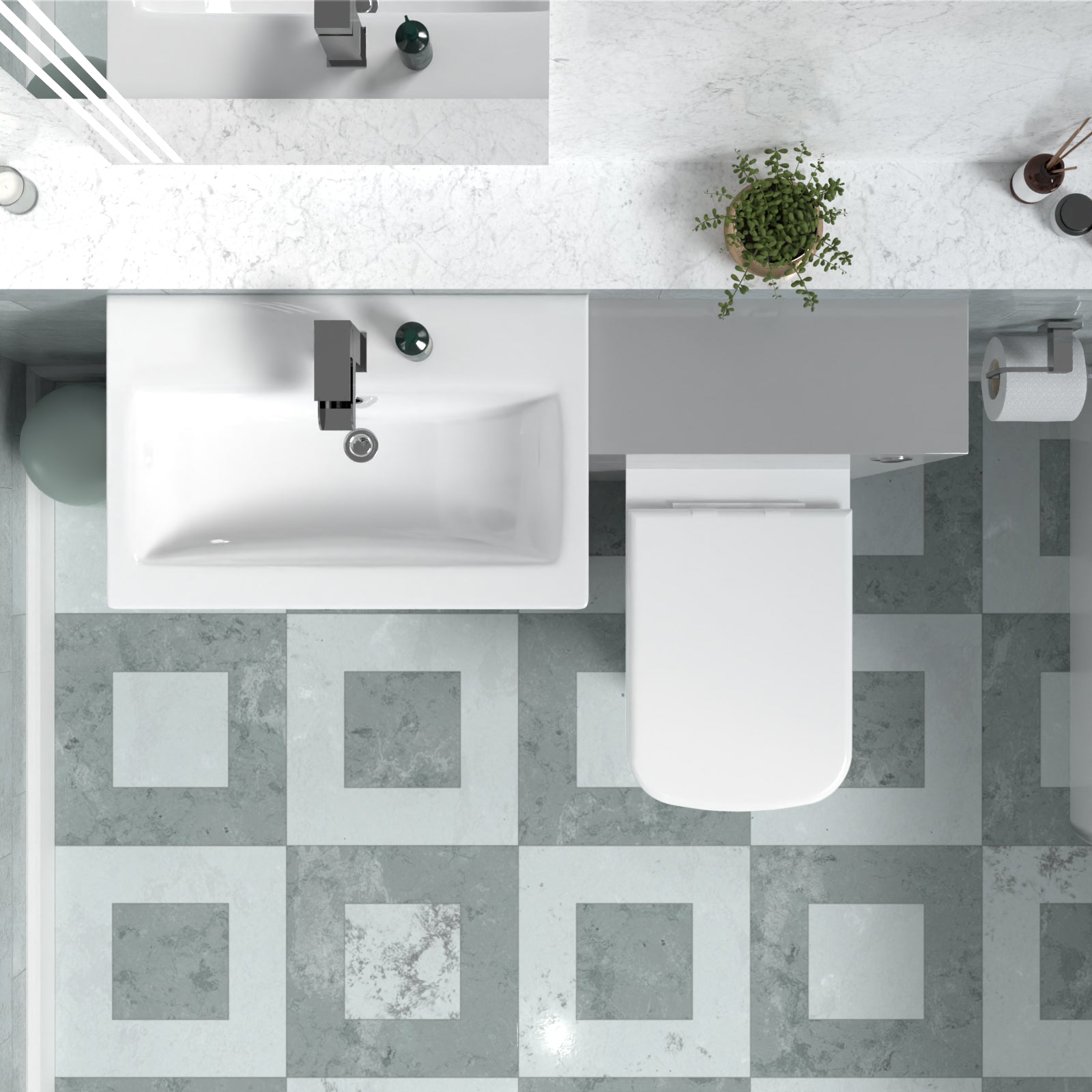Nanuya 1100mm Light Grey Freestanding Basin Vanity Unit & Back To Wall Toilet