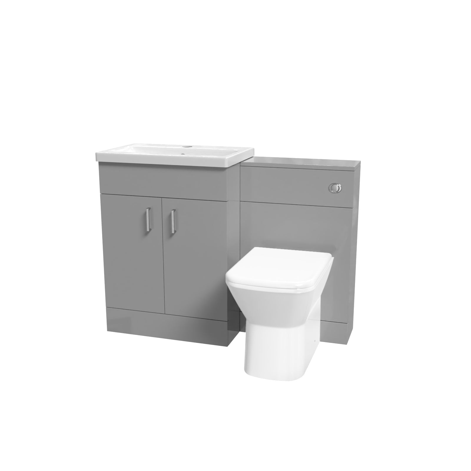 Nanuya 1100mm Light Grey Freestanding Basin Vanity Unit & Back To Wall Toilet