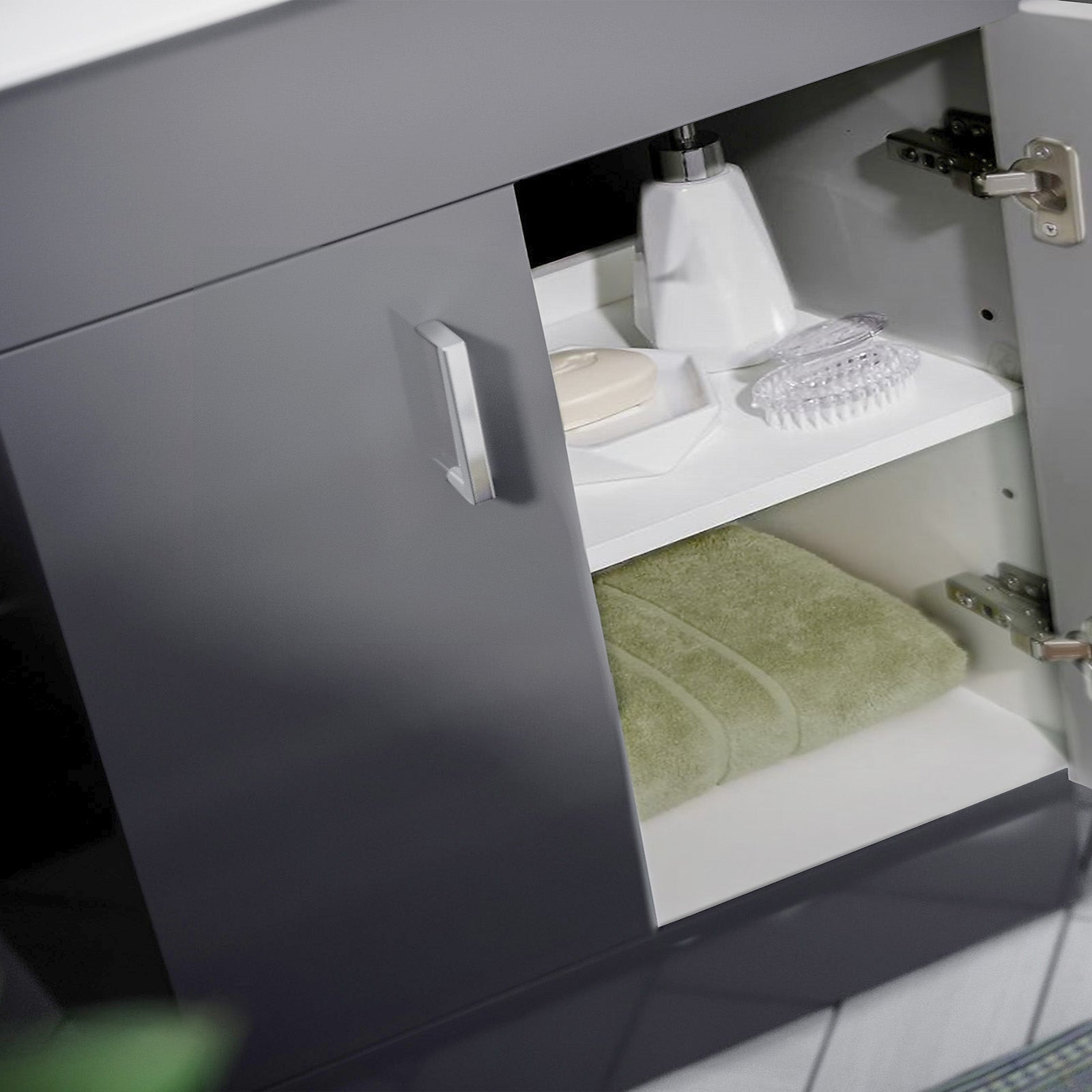 Nanuya Light Grey 1100mm Basin Doors Vanity, WC Unit & Rimless BTW Toilet