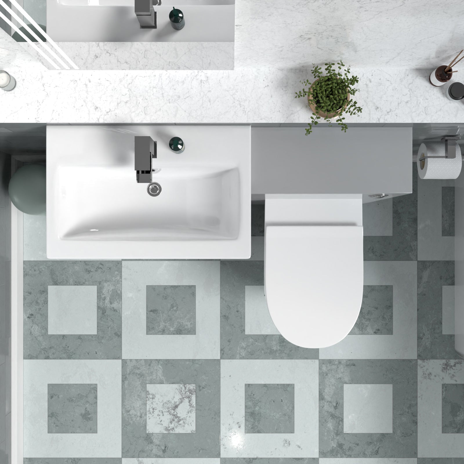 Nanuya 1100mm Light Grey Freestanding Basin Vanity & Back To Wall Toilet