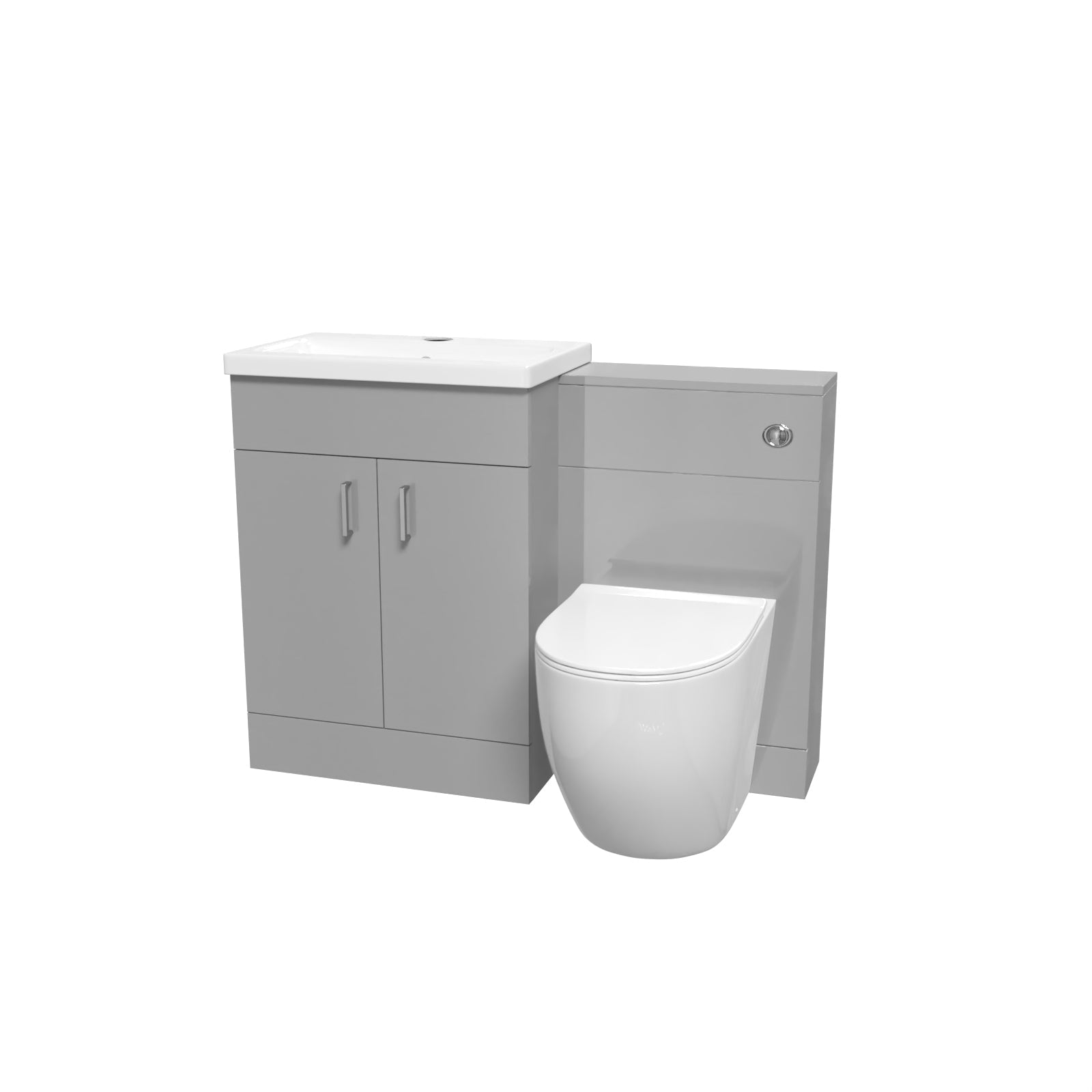 Nanuya 1100mm Light Grey Freestanding Basin Vanity & Back To Wall Toilet