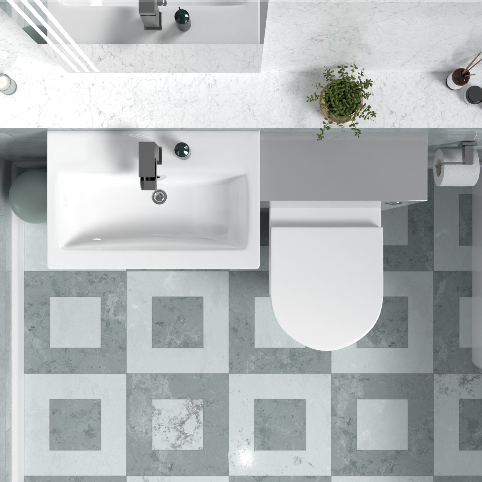 Nanuya 1100mm Light Grey Basin Vanity Unit & Back To Wall Toilet