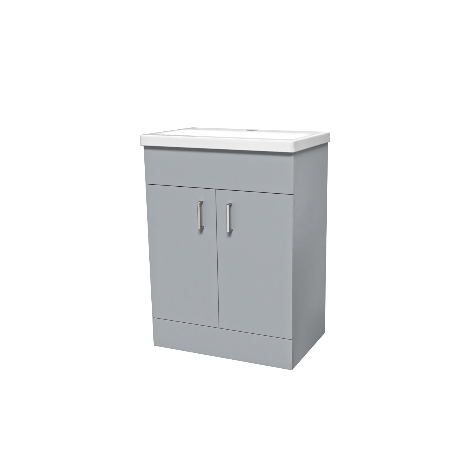 Nanuya Matte Grey 600mm Floor Standing Vanity Unit & White Basin Flat Pack