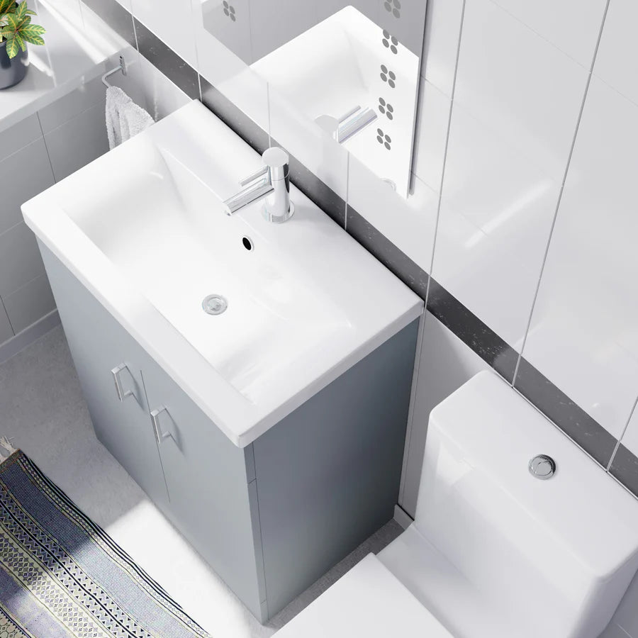 Nanuya 600mm Matte Grey Basin Vanity & Rimless Square Close Coupled Toilet
