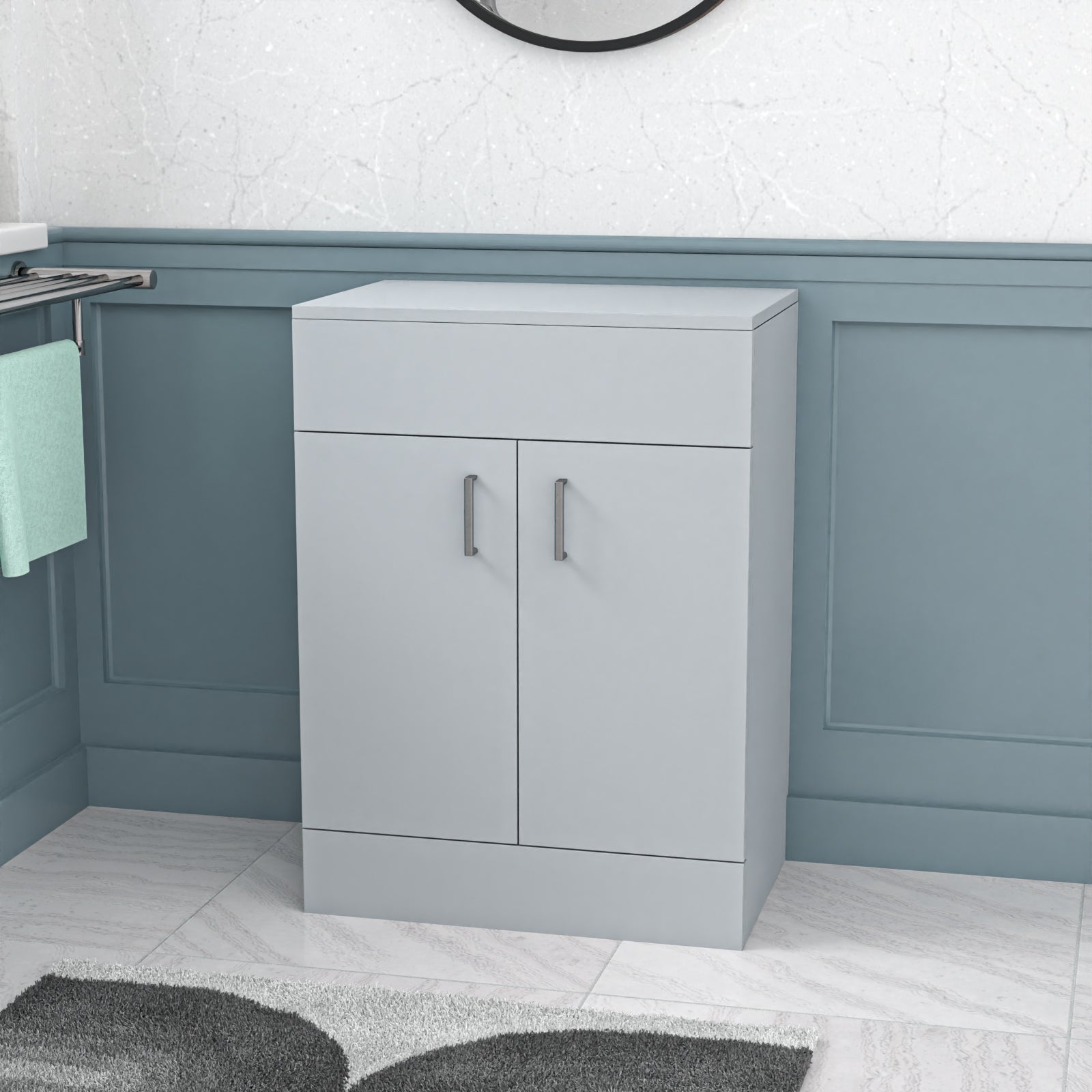 Nanuya Flat Pack 600mm Vanity Unit Cabinet With Worktop Matte Grey