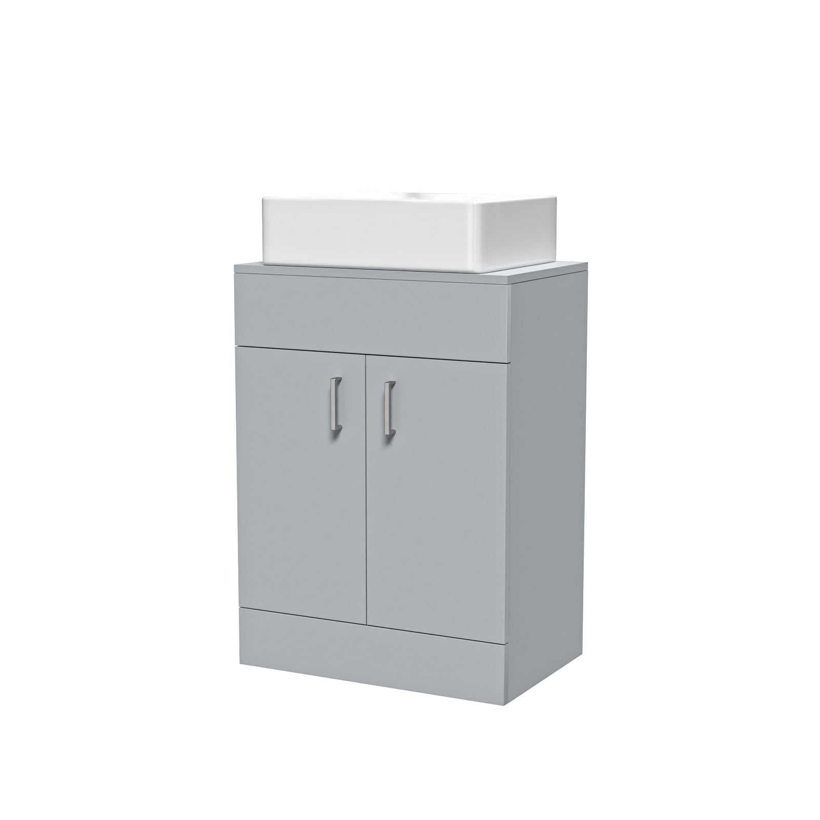 Nanuya Matte Grey 600mm Vanity Unit, Worktop With Square Bowl Basin
