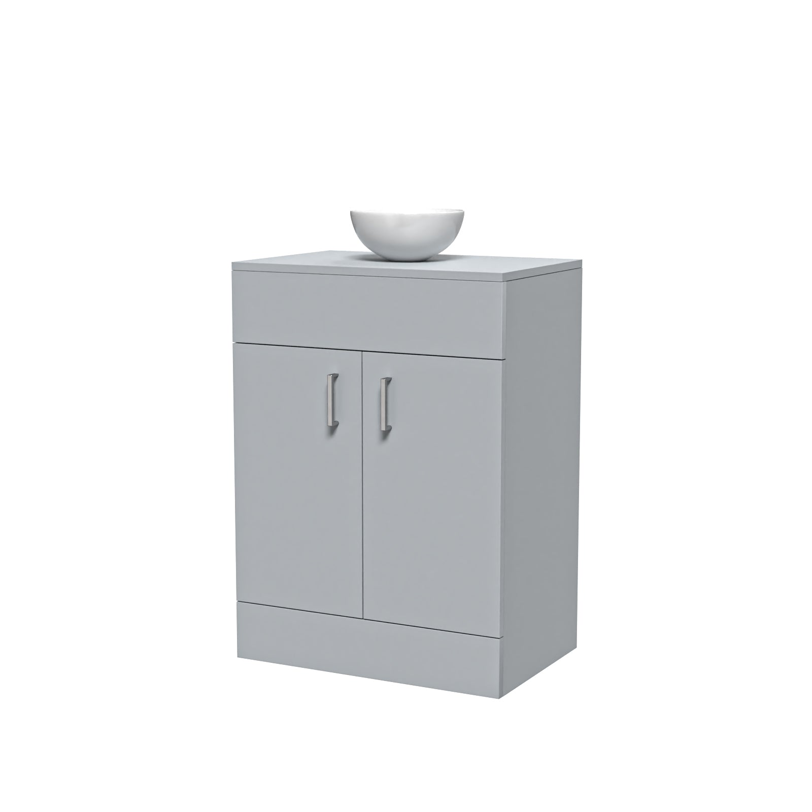 Nanuya Matte Grey 600mm Bathroom Doors Vanity Unit Round Ceramic Basin