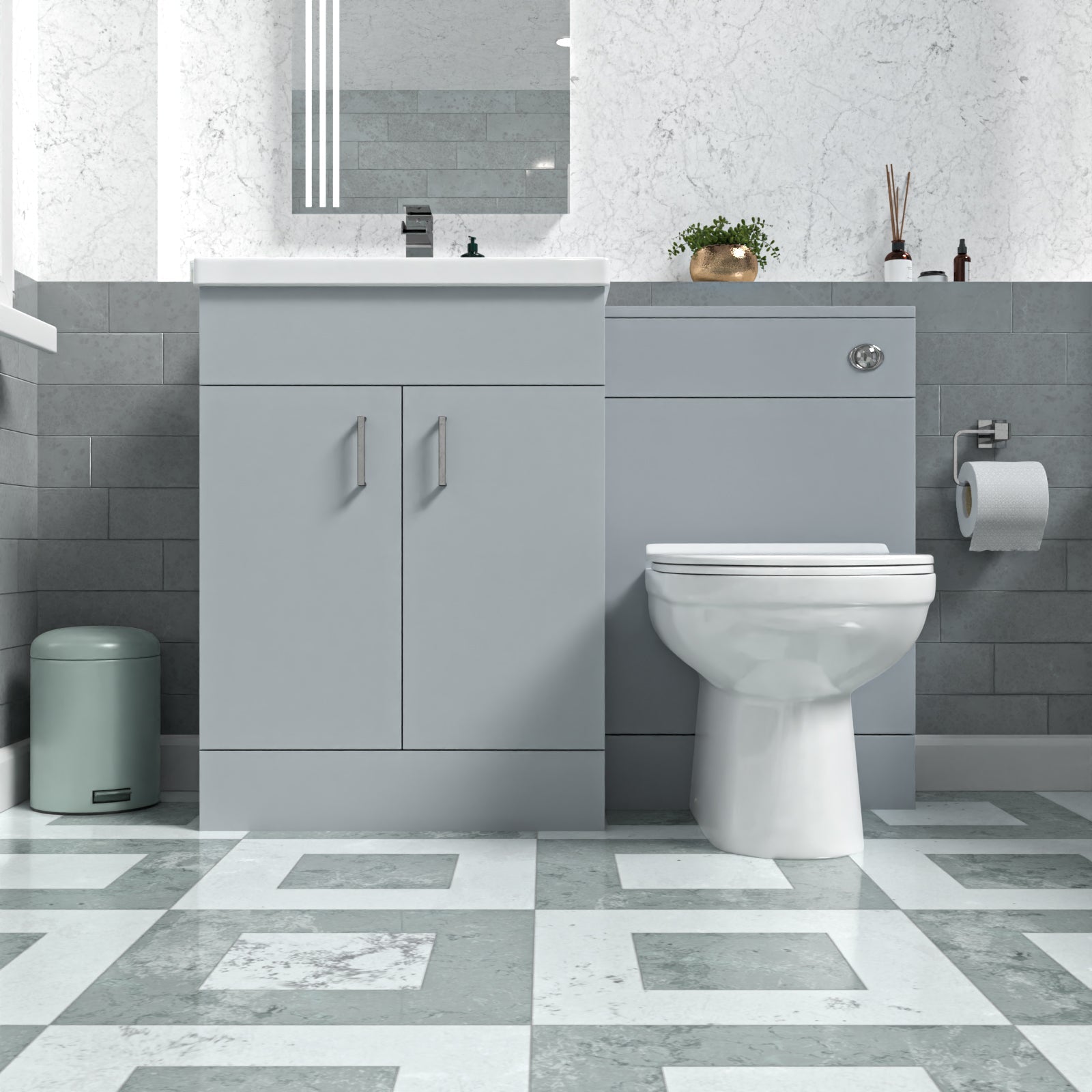 Nayuna Matte Grey 1100mm Vanity Basin Unit & WC Unit & BTW Toilet Pan
