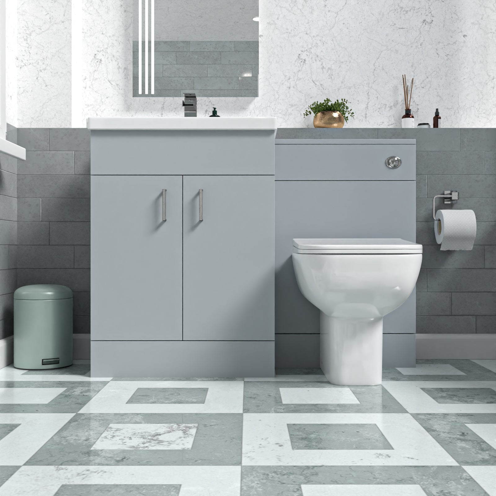 Nanuya Matte Grey 1100mm Rimless Basin WC Vanity & BTW Toilet Flat Pack