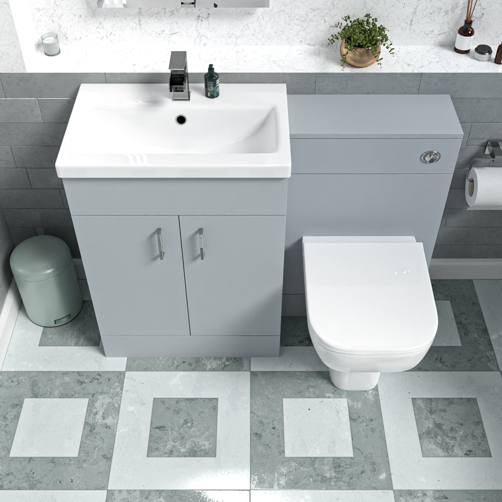 Nanuya Matte Grey 1100mm Rimless Basin WC Vanity & BTW Toilet Flat Pack