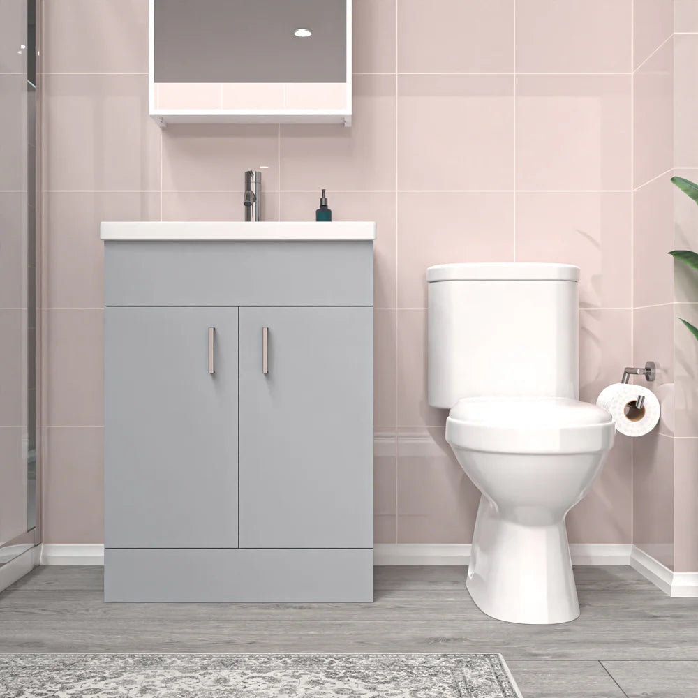 Nanuya Matte Grey 600 mm Flat Pack Basin Vanity Unit & Toilet
