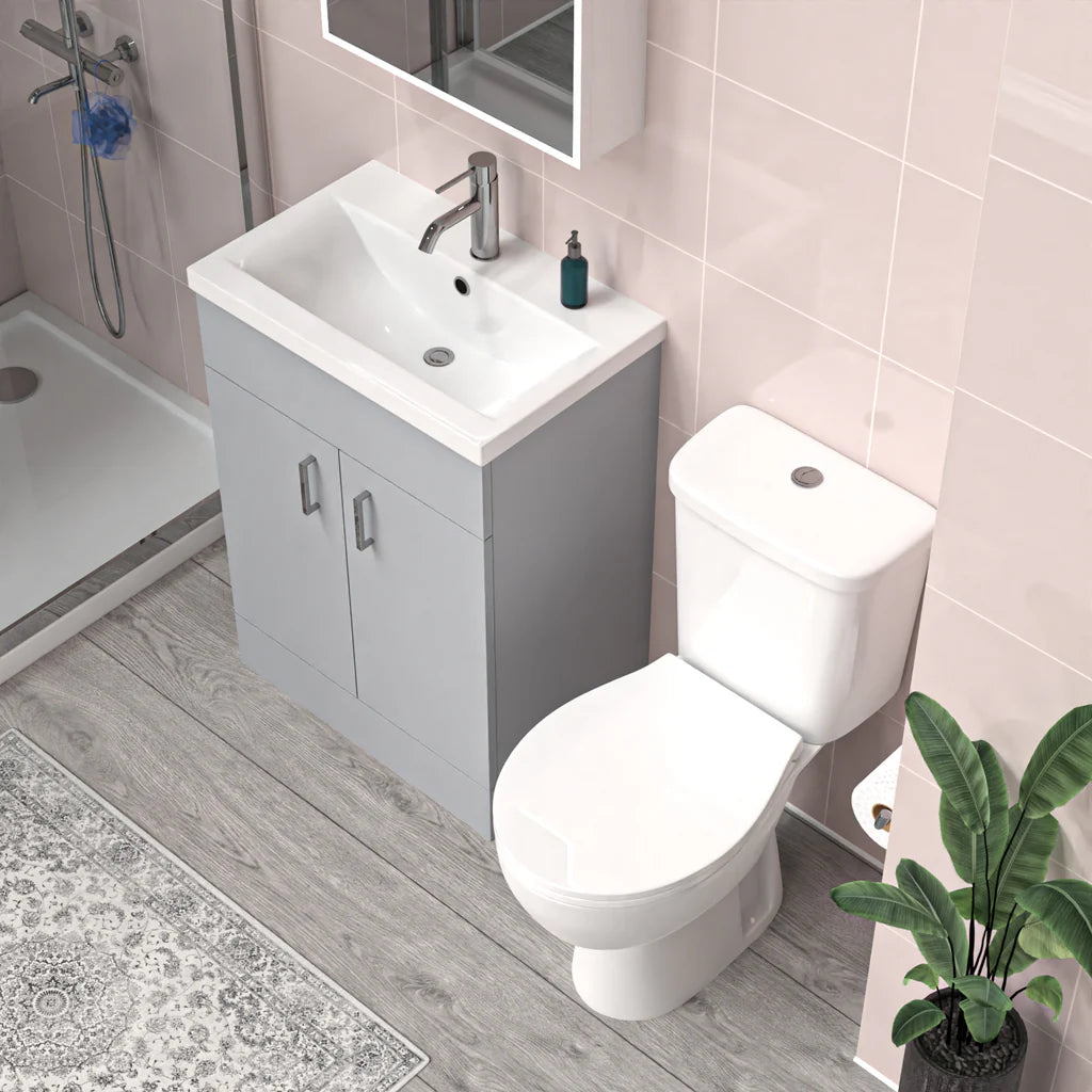 Nanuya Matte Grey 600 mm Basin Vanity Unit & Modern Toilet