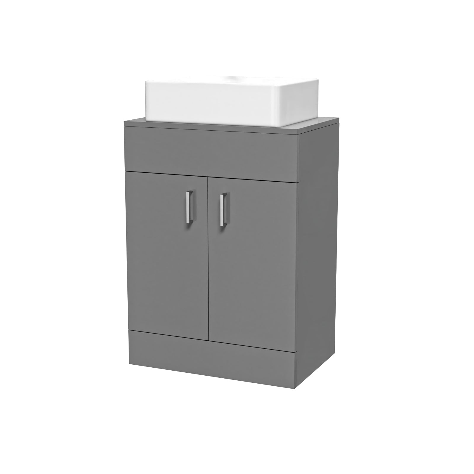 Nanuya Grey 600mm Vanity Unit, Worktop With Square Bowl Basin