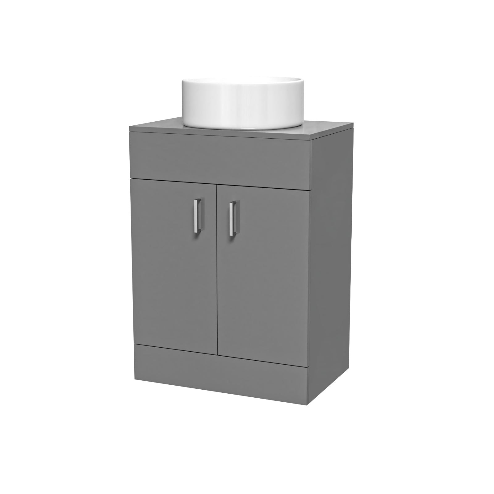 Nanuya 600mm Grey Freestanding Drawers Vanity & Worktop With Round Basin