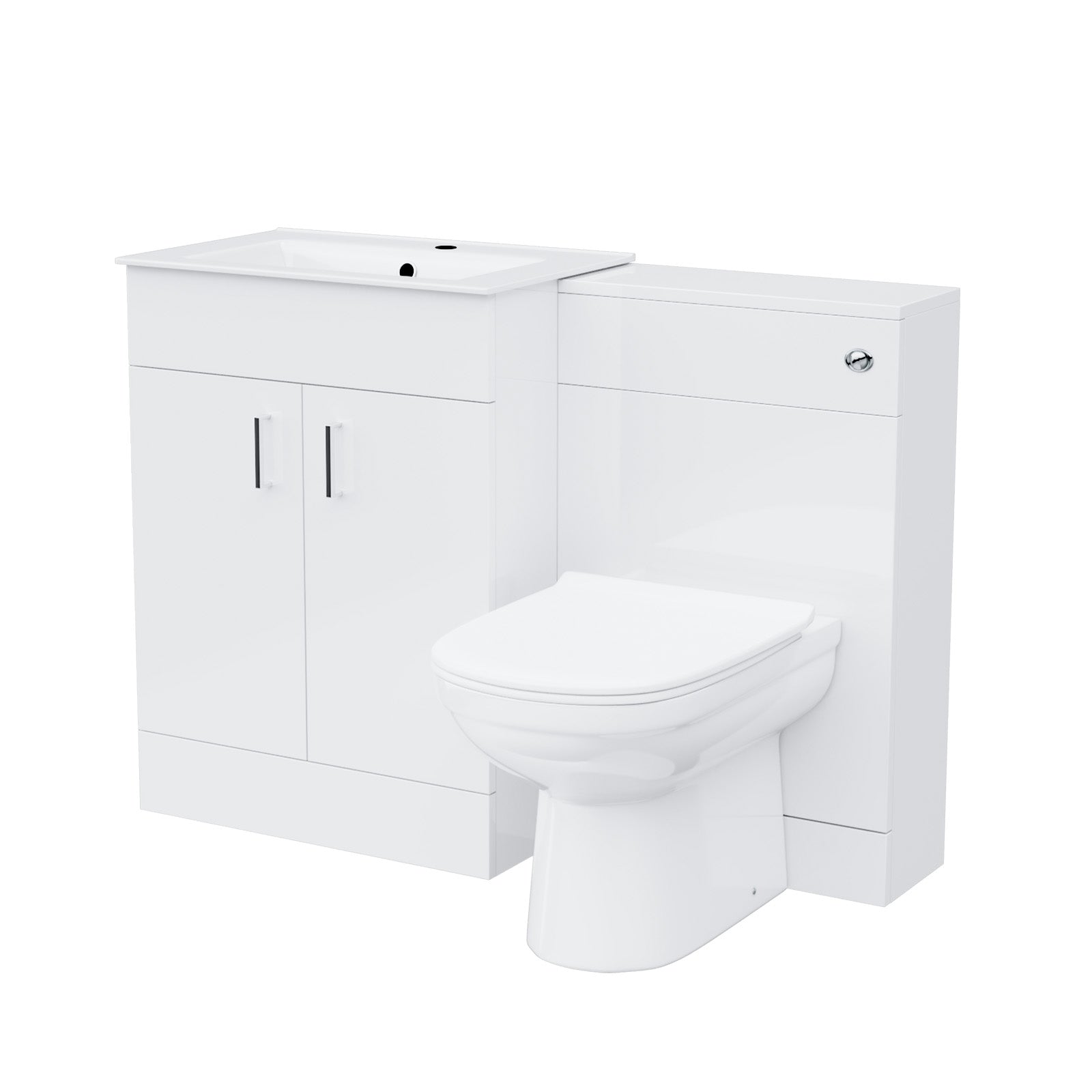 Nanuya 600mm White Freestanding MDF Vanity Basin, WC Unit & BTW Toilet
