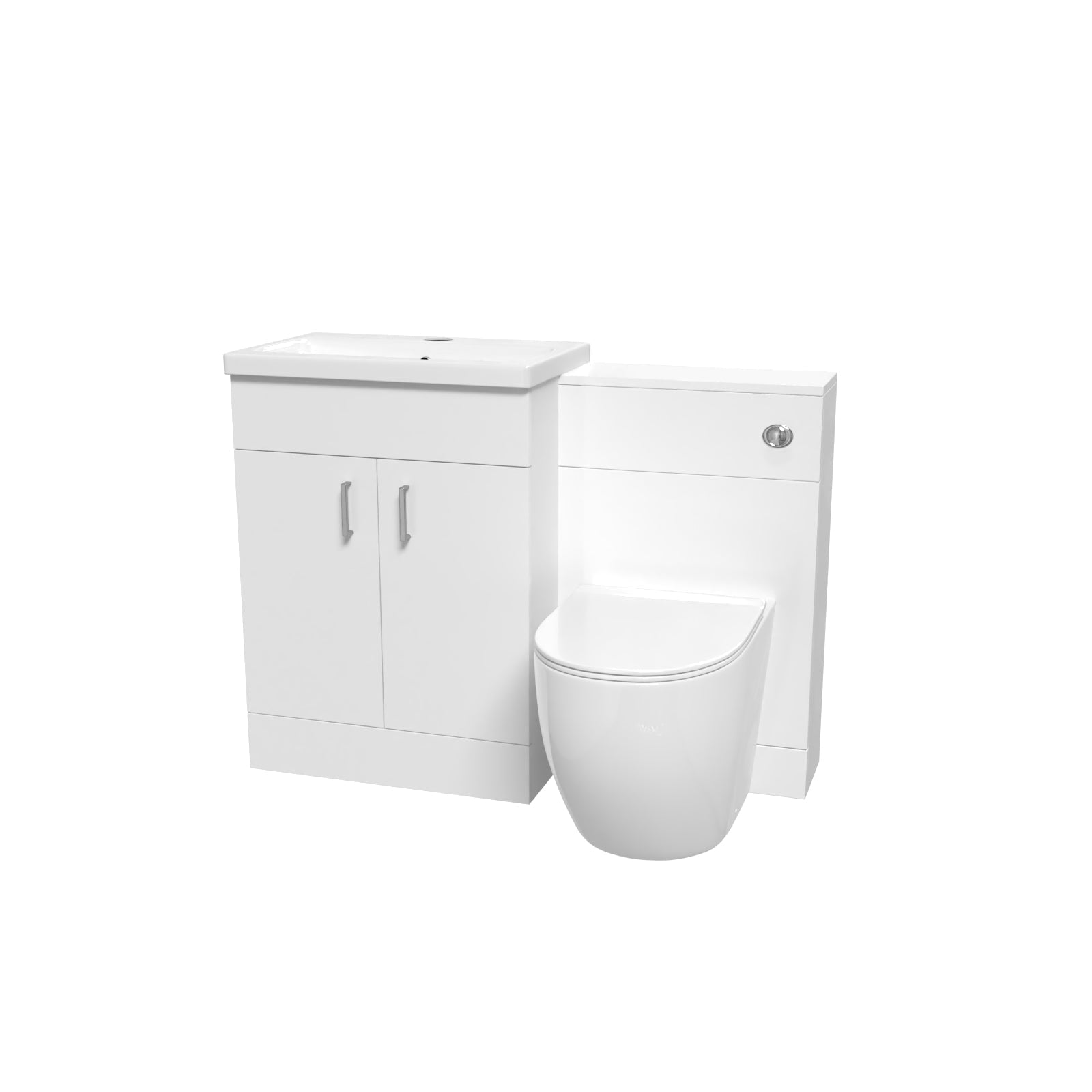 Nanuya 1100mm Freestanding White Basin Vanity & Back To Wall Toilet