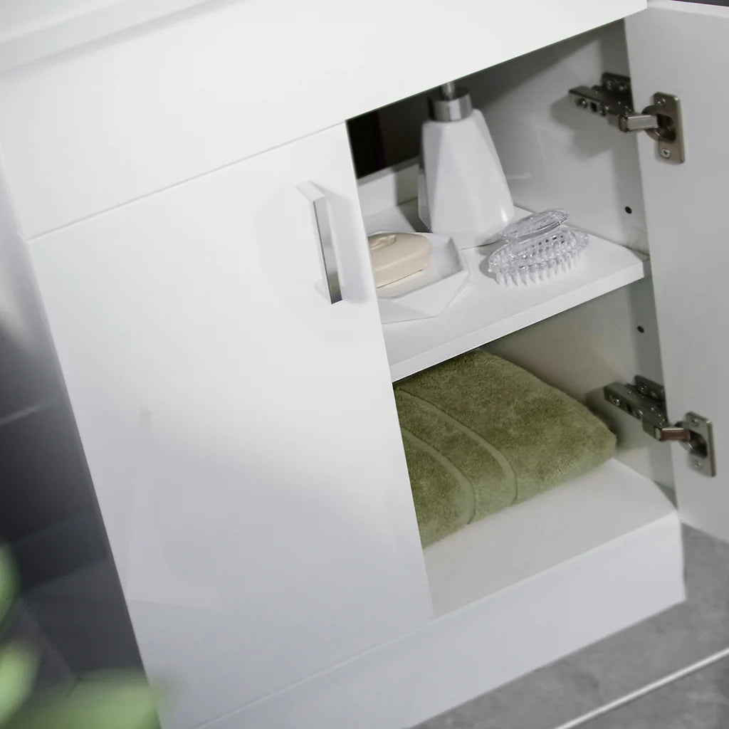 Nanuya 600mm White Basin Vanity & Square Rimless Close Coupled Toilet