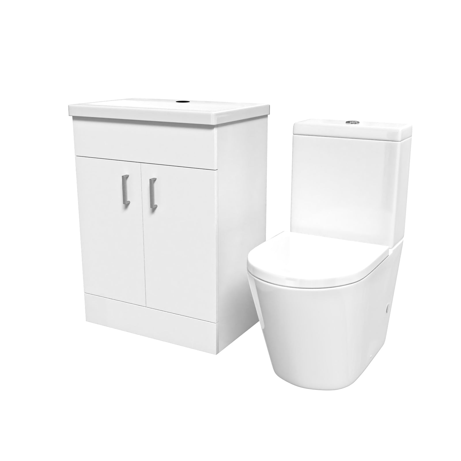 Nanuya White 600mm Basin Vanity Unit & Close Coupled Toilet