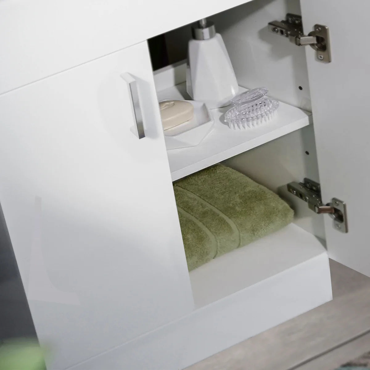 Nanuya White 600mm Bathroom Doors Vanity Unit Rectangle Basin