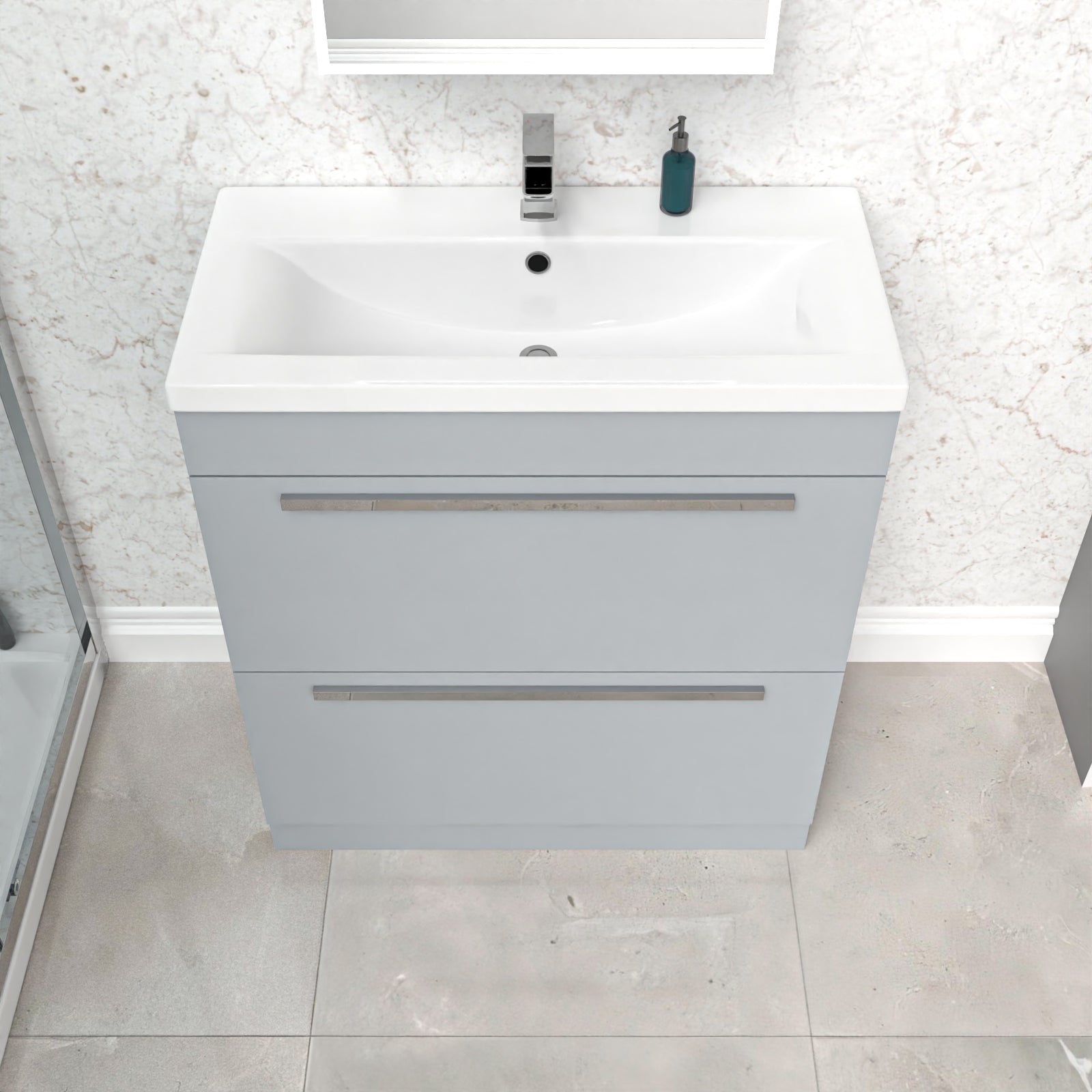 Nanuya 800mm Matte Grey 2 Drawers Basin Vanity Unit
