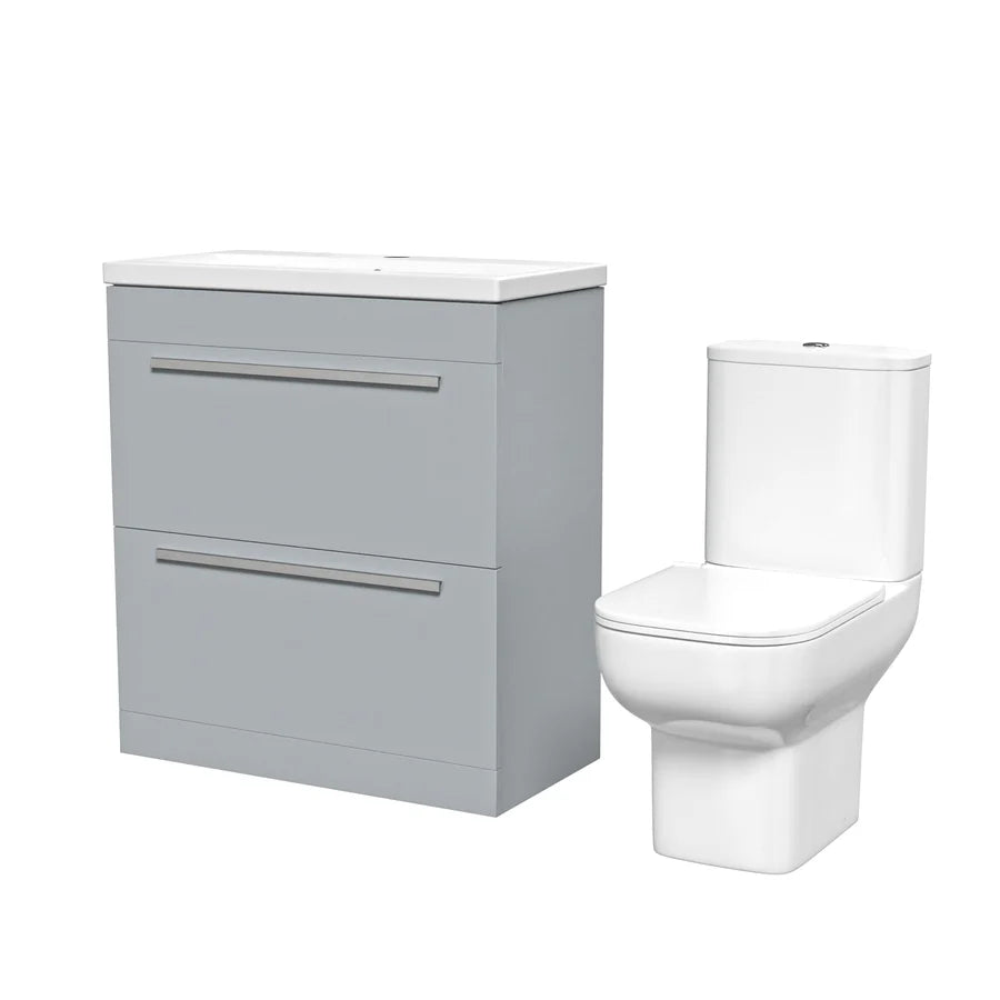 Nanuya 800mm Dark Grey Drawers Basin Vanity Unit Square Close Coupled Toilet