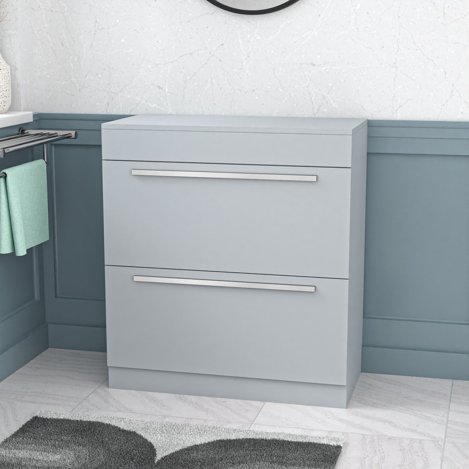 Nanuya 800mm Matte Grey Vanity Unit Cabinet With Worktop